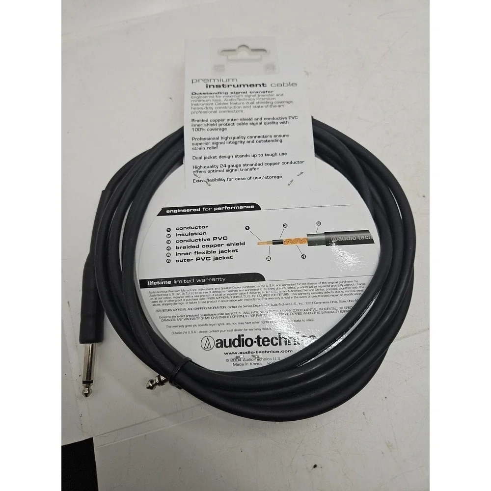 Audio Technica AT8390-10 Deluxe Instrument Cable 10 Feet New